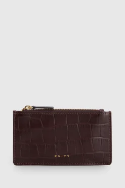 Lila Croc Emboss Leather CC Holder