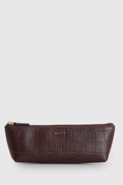Lila Croc Emboss Pencil Case