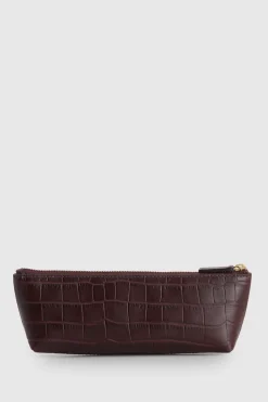 Lila Croc Emboss Pencil Case